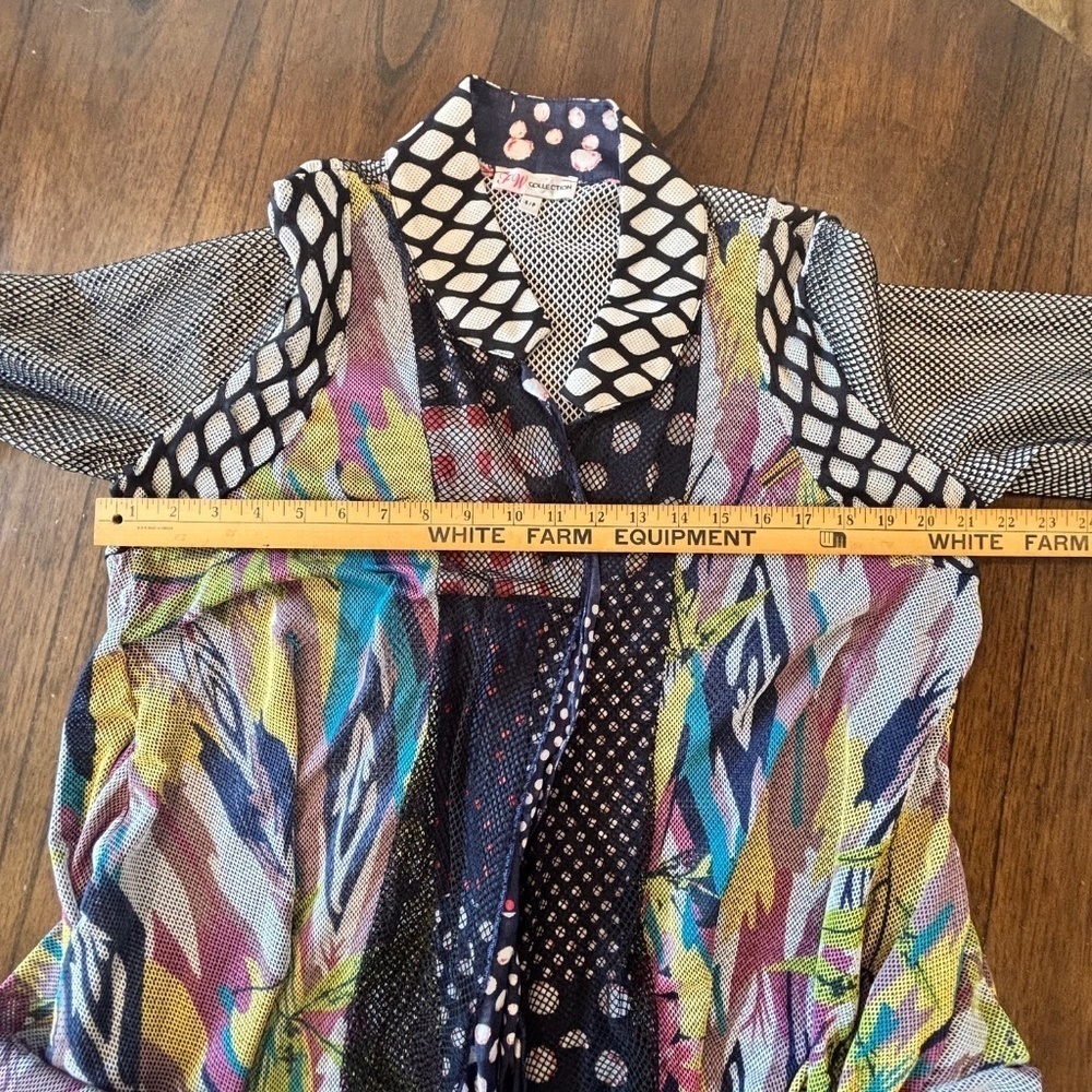 FW Collection multi pattern fishnet drape cardigan with pockets size small - Picture 13 of 15